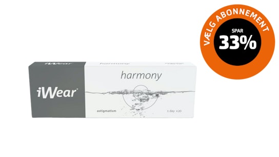 iWear iWear harmony astigmatism Endagslinser 20 Kontaktlinser pr. pakke