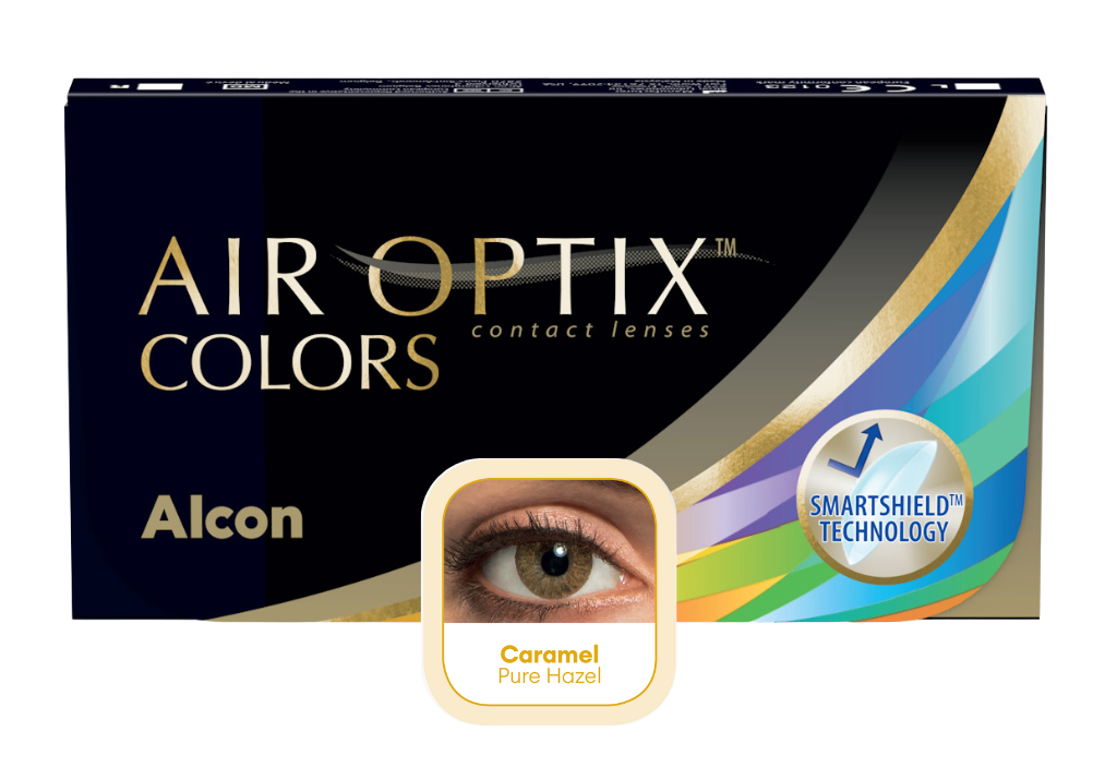 Front AIR OPTIX AIR OPTIX COLORS 2L Brown Pure Hazel - Caramel Mensuelle 2 Lentilles par boîte