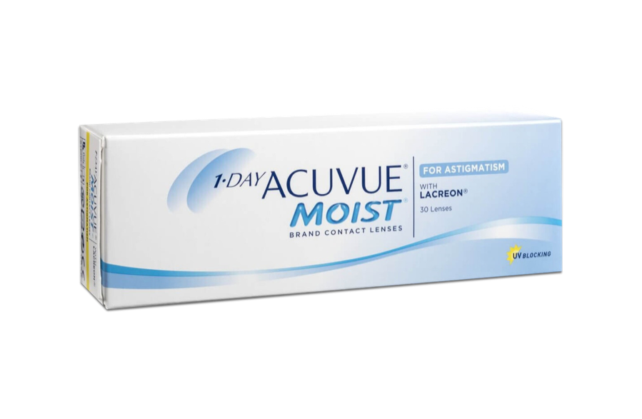 Angle_Left01 Acuvue Acuvue Moist with LACREON (1 day toric for astigmatism) Daily 30 lenses per box, per eye