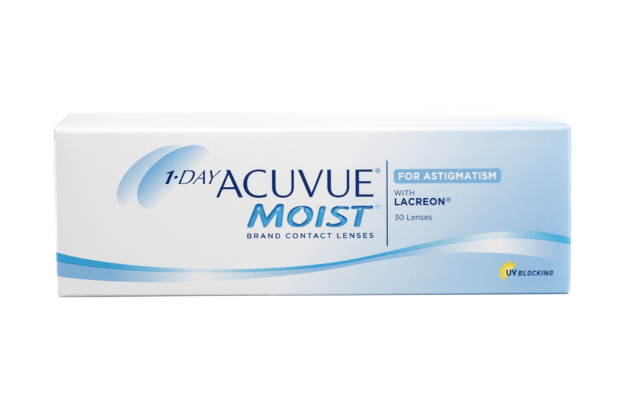 Front Acuvue Acuvue Moist with LACREON (1 day toric for astigmatism) Daily 30 lenses per box, per eye