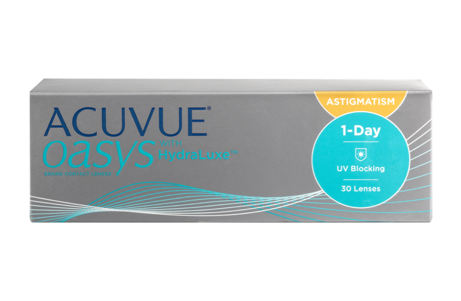 Front Acuvue Acuvue Oasys with HydraLuxe (1 day toric for astigmatism) Daily 30 lenses per box, per eye