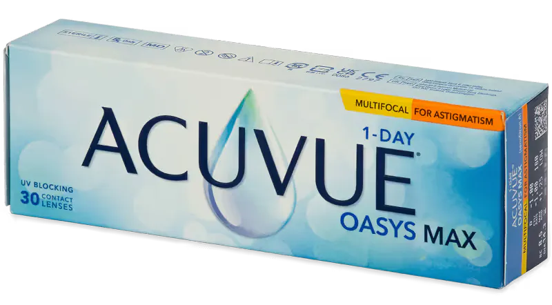 Front, Acuvue Oasys Max 1-Day Multifocal for Astigmatism