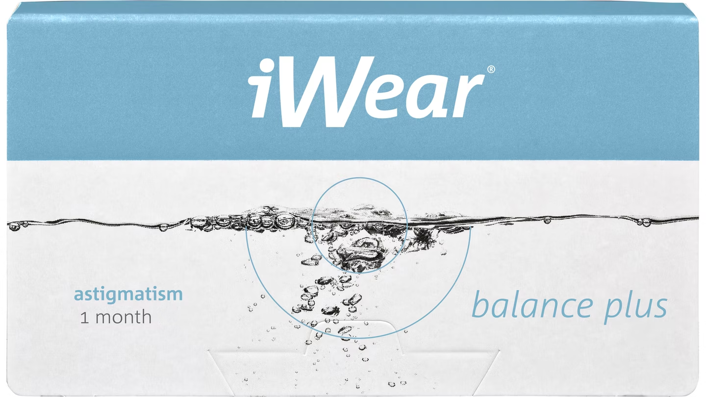 Front iWear iWear Balance Plus for Astigmatism Maandlenzen 6 lenzen per doosje