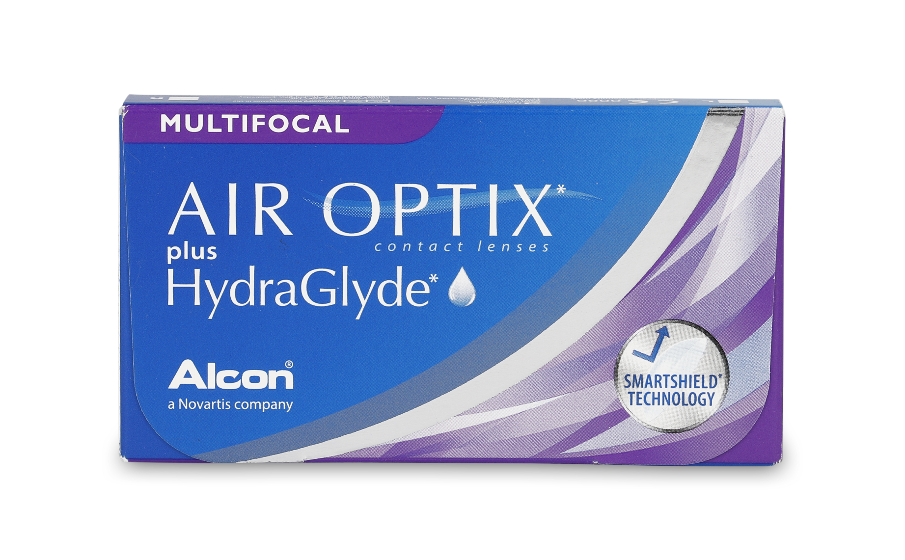 Front Air Optix Air Optix plus Hydraglyde Multifocal Mensais 3 lentes por caixa